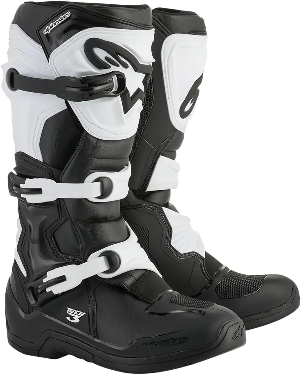Alpinestars Tech 3 Motocross Boots, Durable & Lightweight for Off-Road Powersports, 9, Black/White