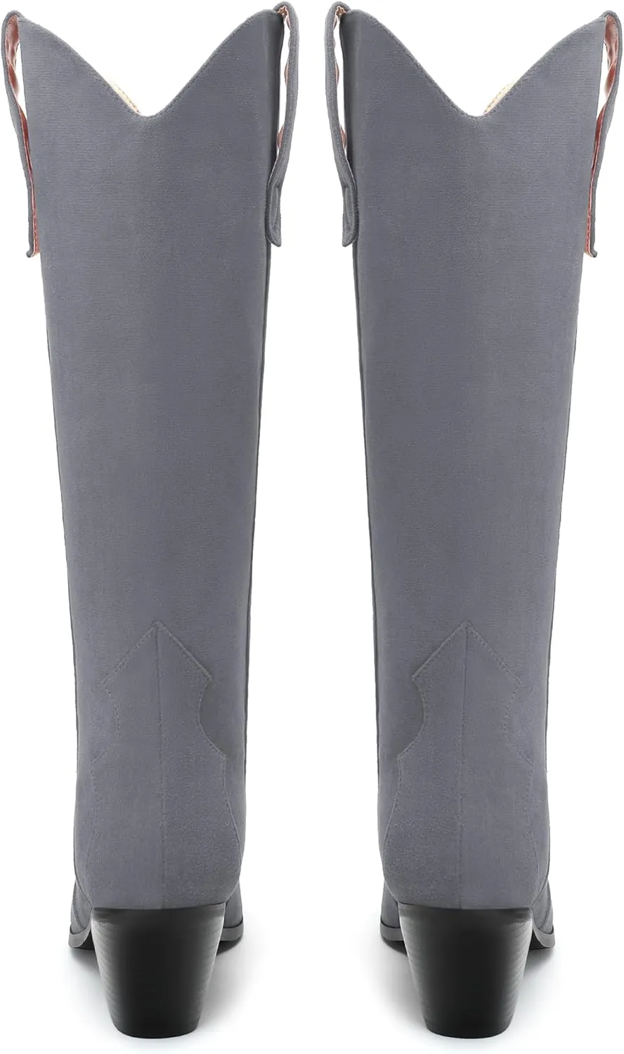 AMBELIGHT Chunky Heel Knee High Boots for Women Western Cowboy Cowgirl Tall Boots Pull on Pointed Toe Fashion Classic Long Boots