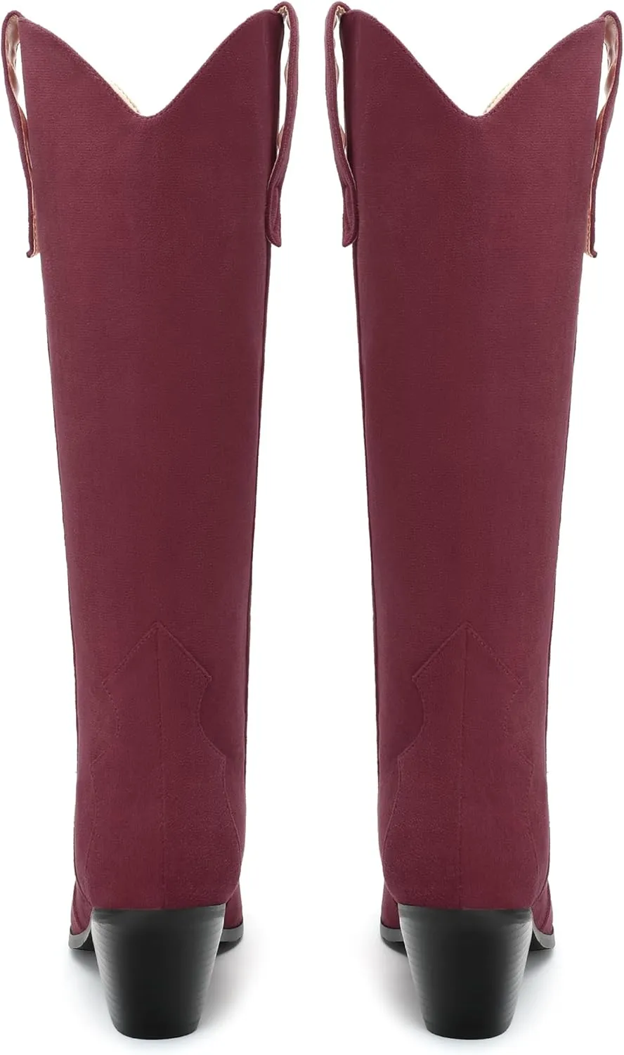 AMBELIGHT Chunky Heel Knee High Boots for Women Western Cowboy Cowgirl Tall Boots Pull on Pointed Toe Fashion Classic Long Boots