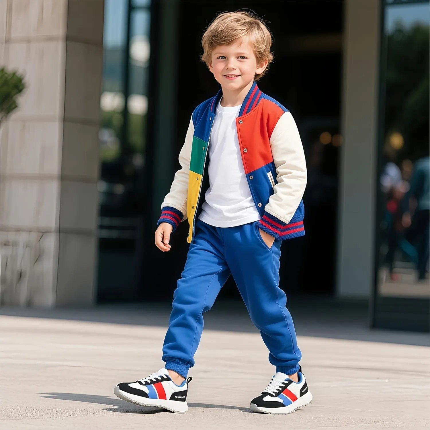AMZZPIK Boys Girls Running Shoes Kids Lightweight Tennis Sneakers Lace-Up Athletic for Little Kid Everyday Wear