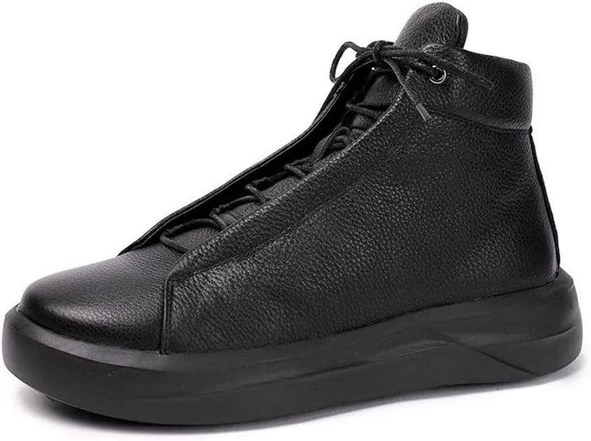 Ankle Boots For Men Mens Lace up High Top Low Heel Boots Office Party Club Show For Holiday Genuine Leather The First Layer Of Cowhide