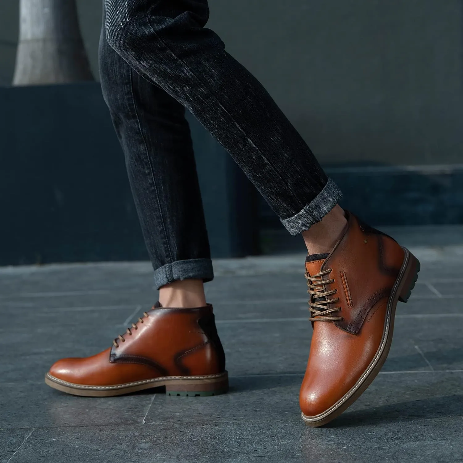 Arkbird Mens Chelsea Boots, Stylish and Comfort Leather Chukka Ankle Boots with Zipper