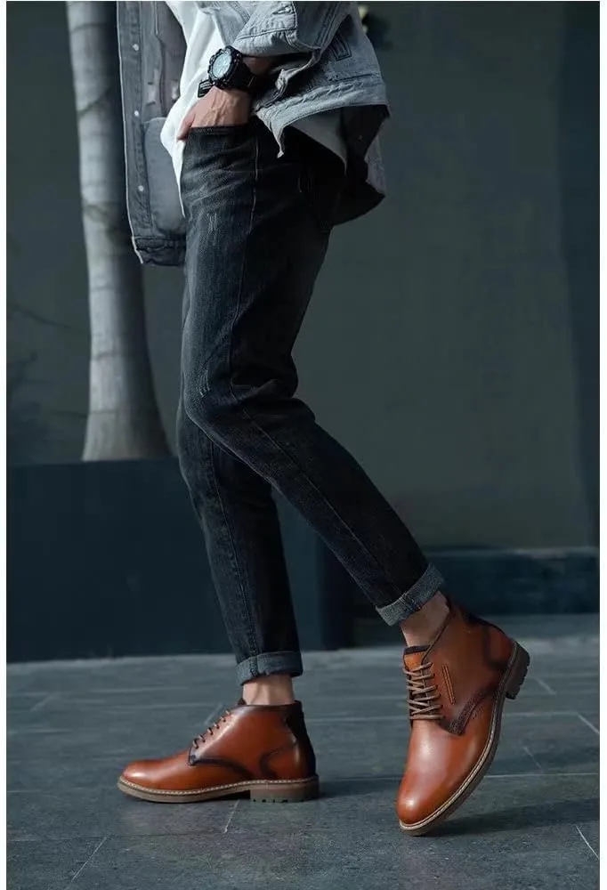 Arkbird Mens Chelsea Boots, Stylish and Comfort Leather Chukka Ankle Boots with Zipper