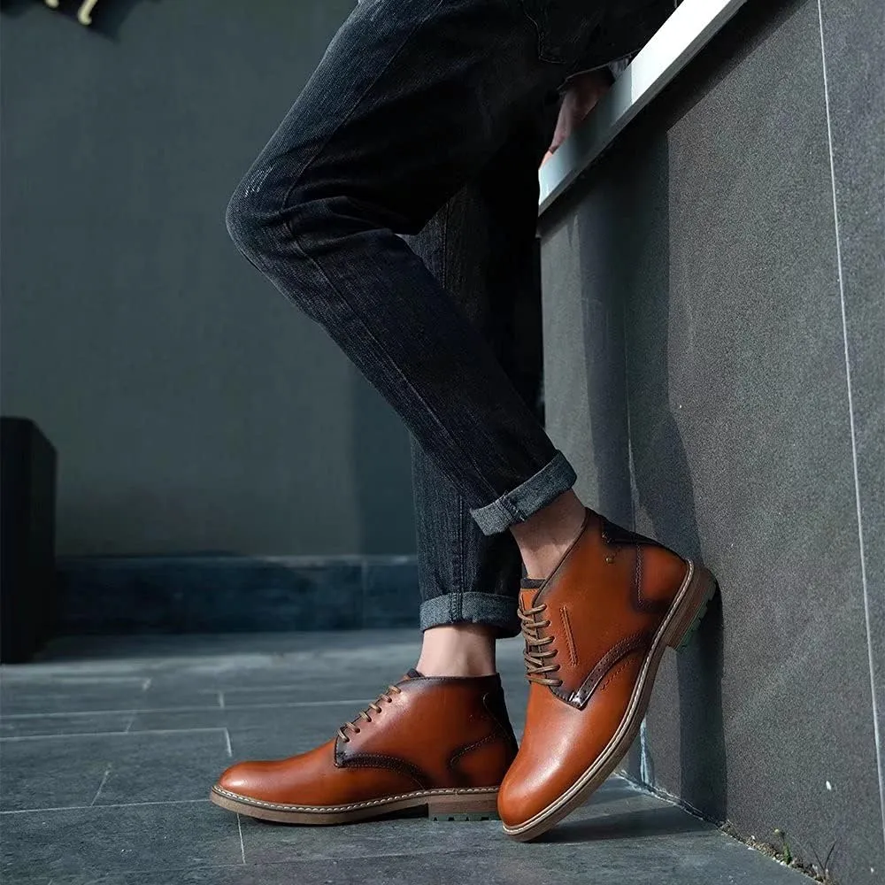 Arkbird Mens Chelsea Boots, Stylish and Comfort Leather Chukka Ankle Boots with Zipper