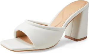 Arromic Women's Square Open Toe Heels Sandals Comfortable Block Chunky Heeled Sandals Slip on Heels Summer Evening Party Wedding Prom Dress Pumps Shoes