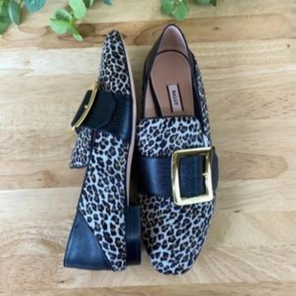 Bally | Janelle Leopard Print Calf Hair Smoking Loafers | Multi | Size 38