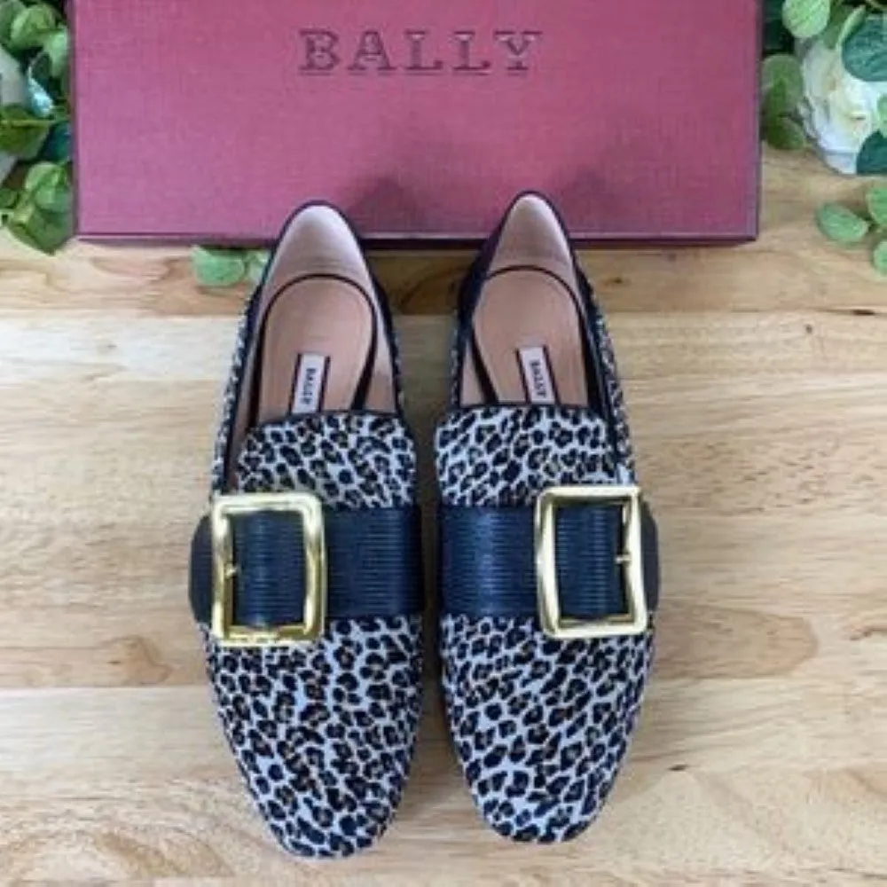 Bally | Janelle Leopard Print Calf Hair Smoking Loafers | Multi | Size 38