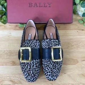 Bally | Janelle Leopard Print Calf Hair Smoking Loafers | Multi | Size 38