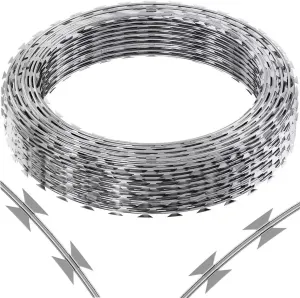 Barbed Clip Rope, Razor Wire, Galvanized Barbed Wire, Razor Wire Fence for Guardrail Home Garden Blade Wire Fence(229.6FT/70m)