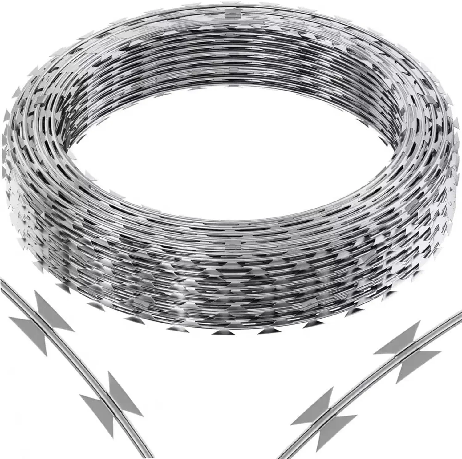Barbed Clip Rope, Razor Wire, Galvanized Barbed Wire, Razor Wire Fence for Guardrail Home Garden Blade Wire Fence(229.6FT/70m)