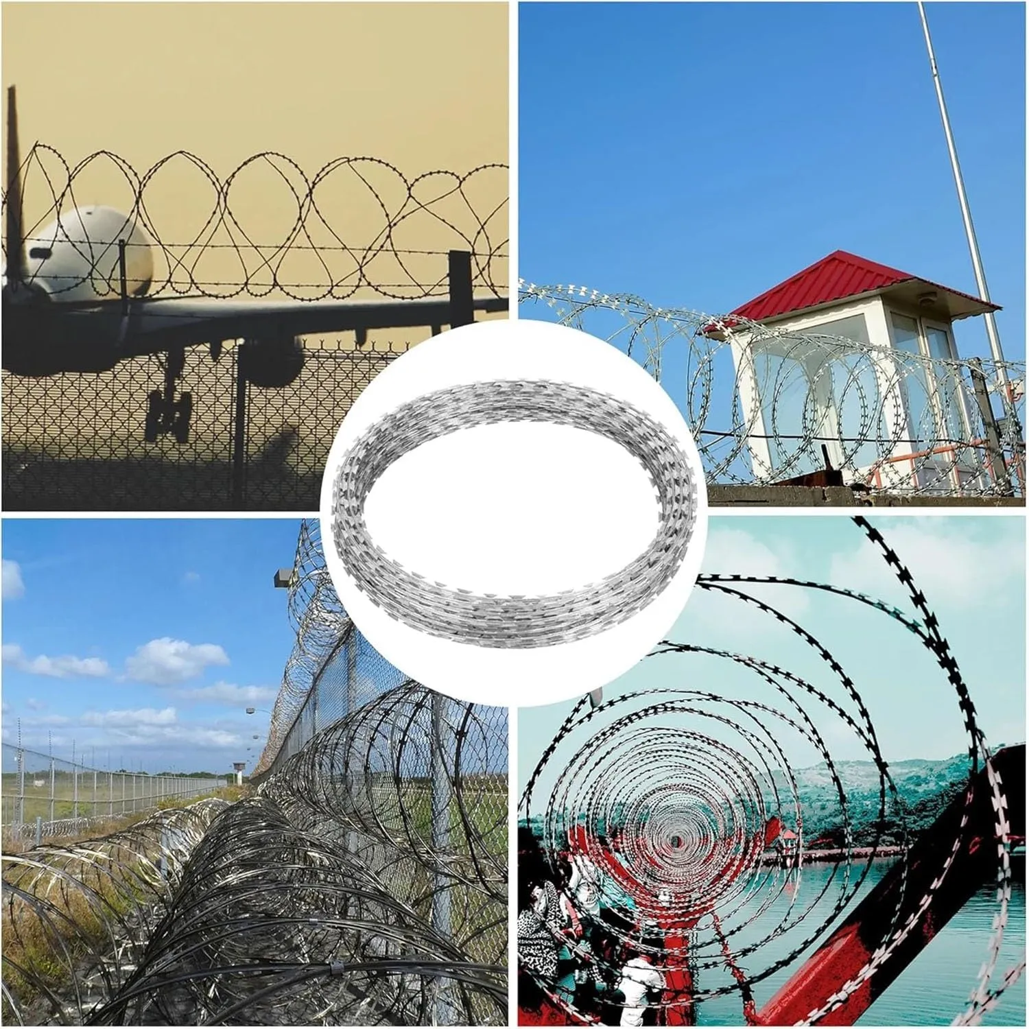 Barbed Clip Rope, Razor Wire, Galvanized Barbed Wire, Razor Wire Fence for Guardrail Home Garden Blade Wire Fence(229.6FT/70m)
