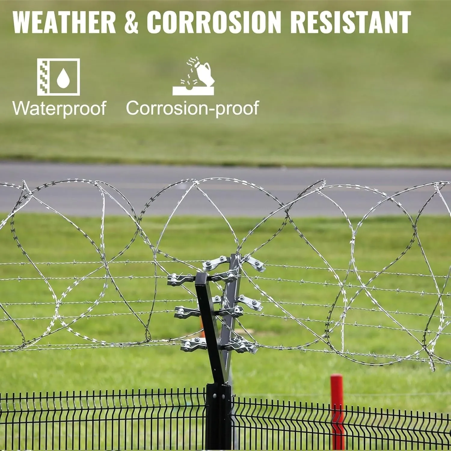 Barbed Clip Rope, Razor Wire, Galvanized Barbed Wire, Razor Wire Fence for Guardrail Home Garden Blade Wire Fence(229.6FT/70m)