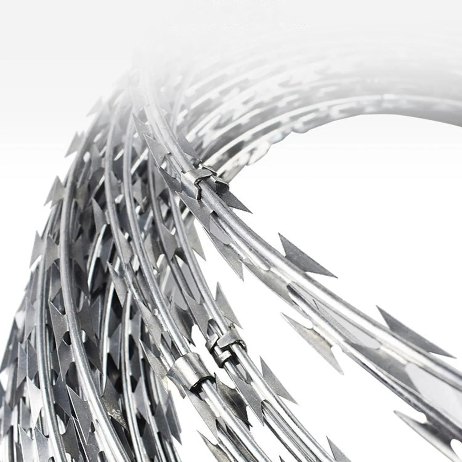 Barbed Clip Rope, Razor Wire, Galvanized Barbed Wire, Razor Wire Fence for Guardrail Home Garden Blade Wire Fence(229.6FT/70m)