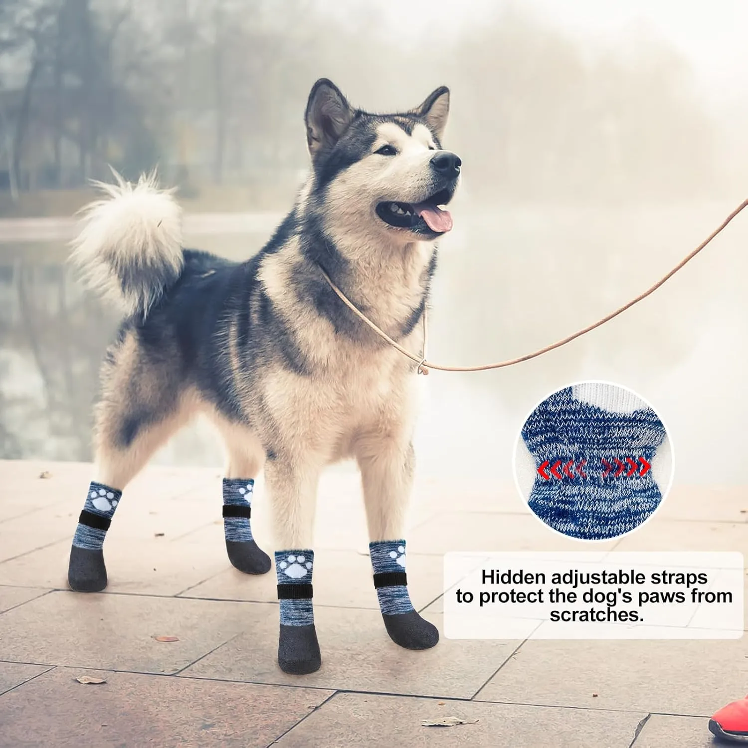 BEAUTYZOO Anti Slip Dog Socks Boots, Dog Shoes for Hot/Cold Pavement Snow Rain Days,Waterproof Grip Dog Booties Paw Protector for Hardwood Floor, Prevent Licking for Small Medium Large Senior Old Dogs