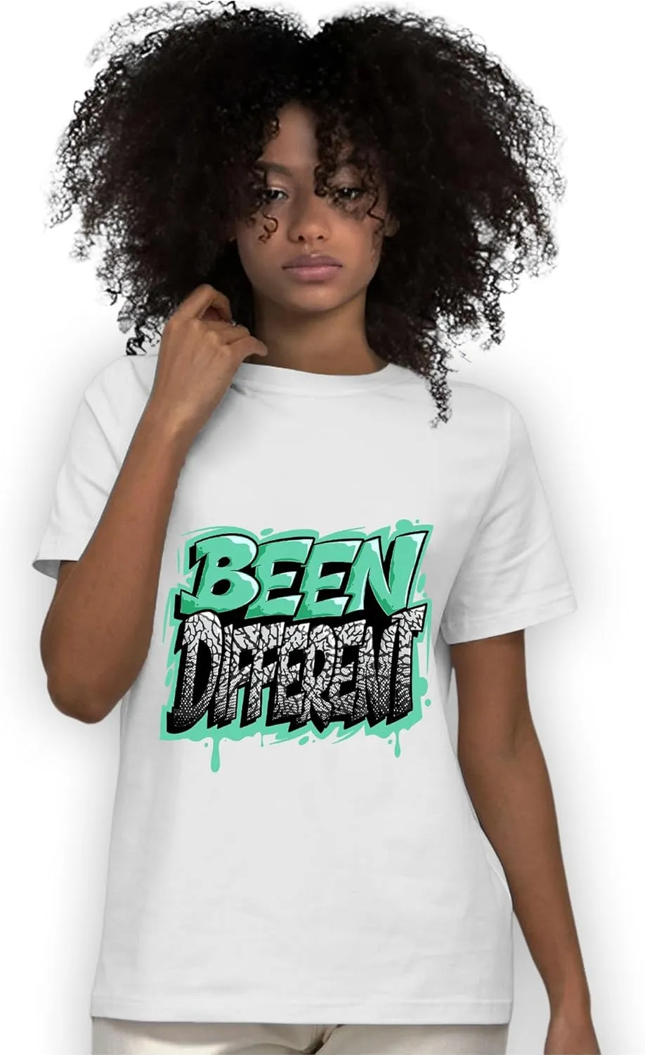 Become Different Unisex Shirt Matching AJ 3s Green Glow, Urban Clothing, Black, White