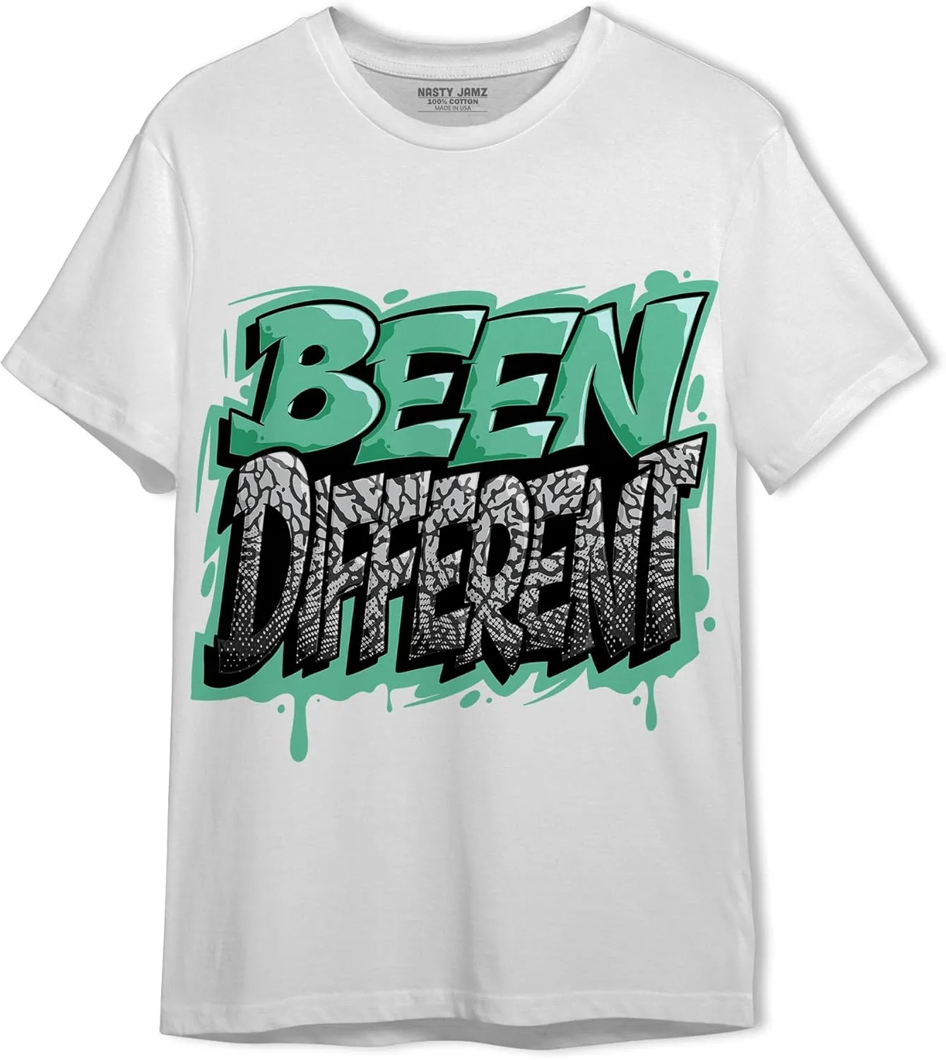 Become Different Unisex Shirt Matching AJ 3s Green Glow, Urban Clothing, Black, White
