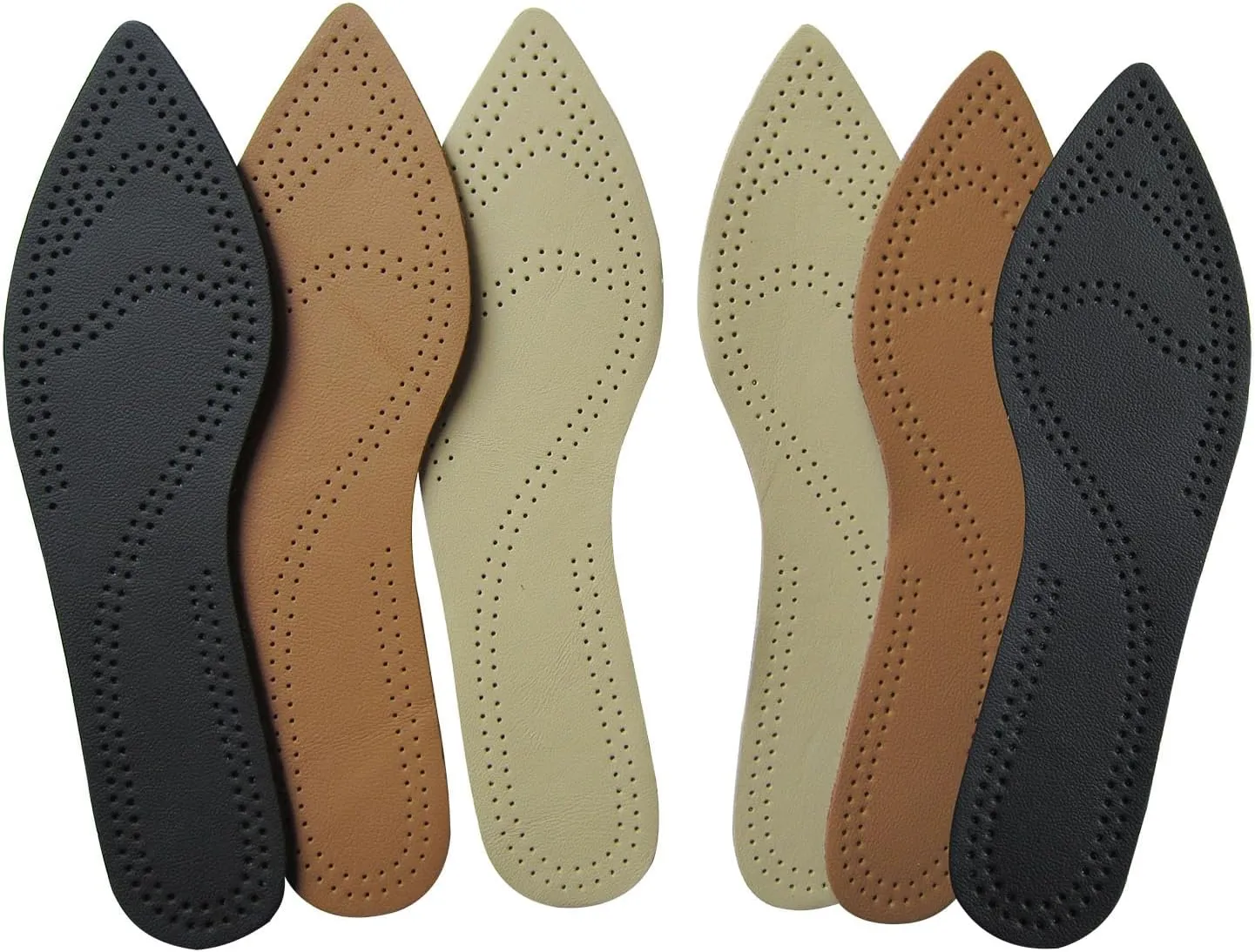 Bellcon Leather Inserts for Women High Heels Thin Leather Shoes Insoles for Women Pointed Shoes Sole Liners Replacement for Boots Nonslip Shoes Pads, 3 Pairs/Womens 9-10 M US