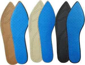 Bellcon Leather Inserts for Women High Heels Thin Leather Shoes Insoles for Women Pointed Shoes Sole Liners Replacement for Boots Nonslip Shoes Pads, 3 Pairs/Womens 9-10 M US