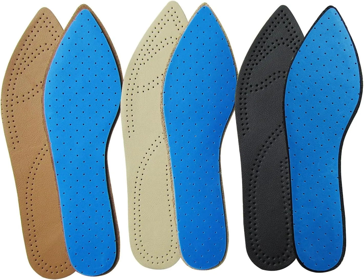 Bellcon Leather Inserts for Women High Heels Thin Leather Shoes Insoles for Women Pointed Shoes Sole Liners Replacement for Boots Nonslip Shoes Pads, 3 Pairs/Womens 9-10 M US