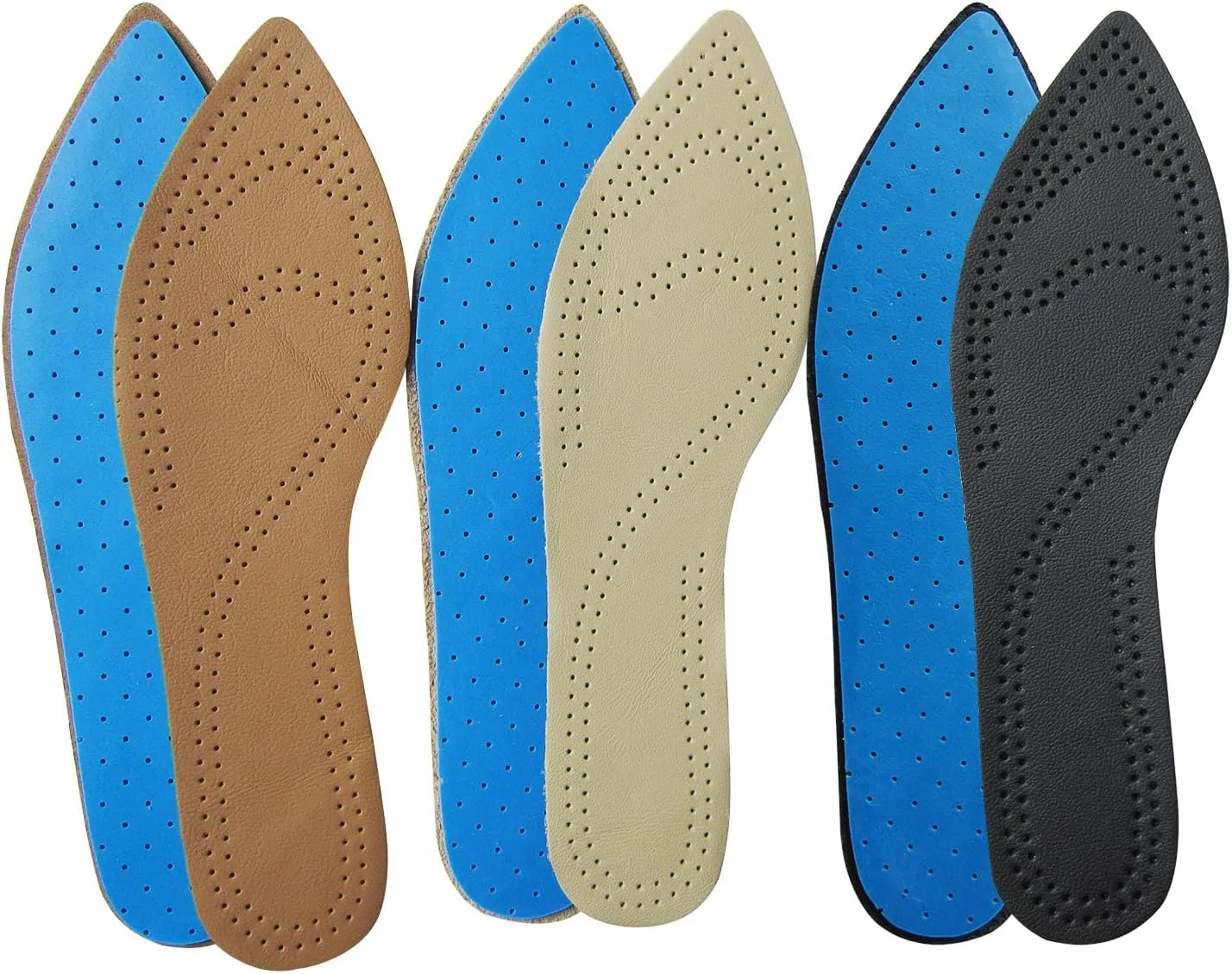 Bellcon Leather Inserts for Women High Heels Thin Leather Shoes Insoles for Women Pointed Shoes Sole Liners Replacement for Boots Nonslip Shoes Pads, 3 Pairs/Womens 9-10 M US