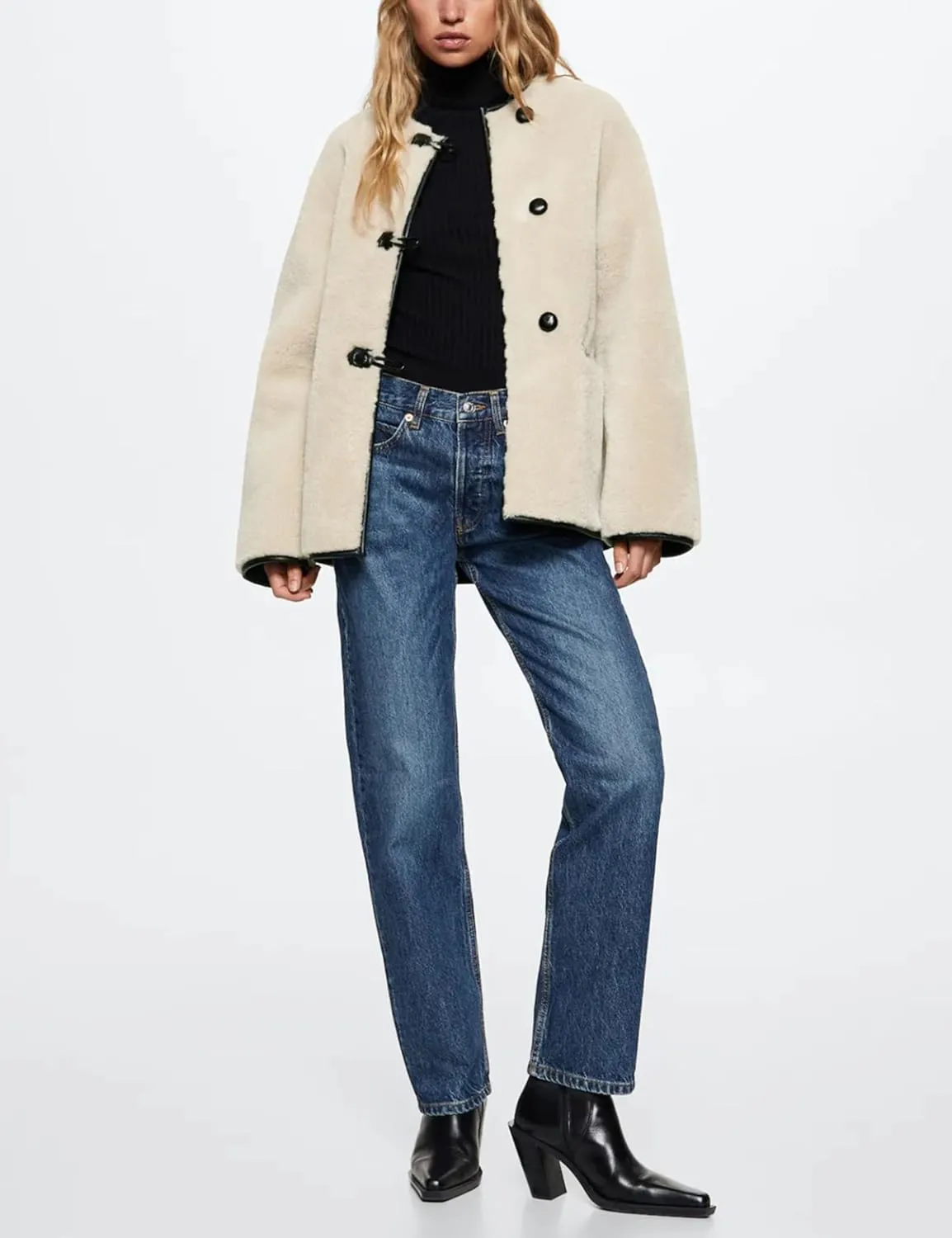Bianstore Women’s Sherpa Fleece Jackets Casual Long Sleeve Buttons Faux Fur Coat Winter Outwear