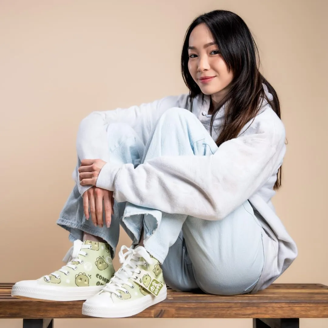 Bobo's House Womens Shoes Cheerful Dinosaur High Top Fashion Sneakers Walking Shoes Women Kawaii Accessories White Canvas Shoes