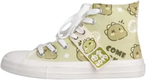 Bobo's House Womens Shoes Cheerful Dinosaur High Top Fashion Sneakers Walking Shoes Women Kawaii Accessories White Canvas Shoes
