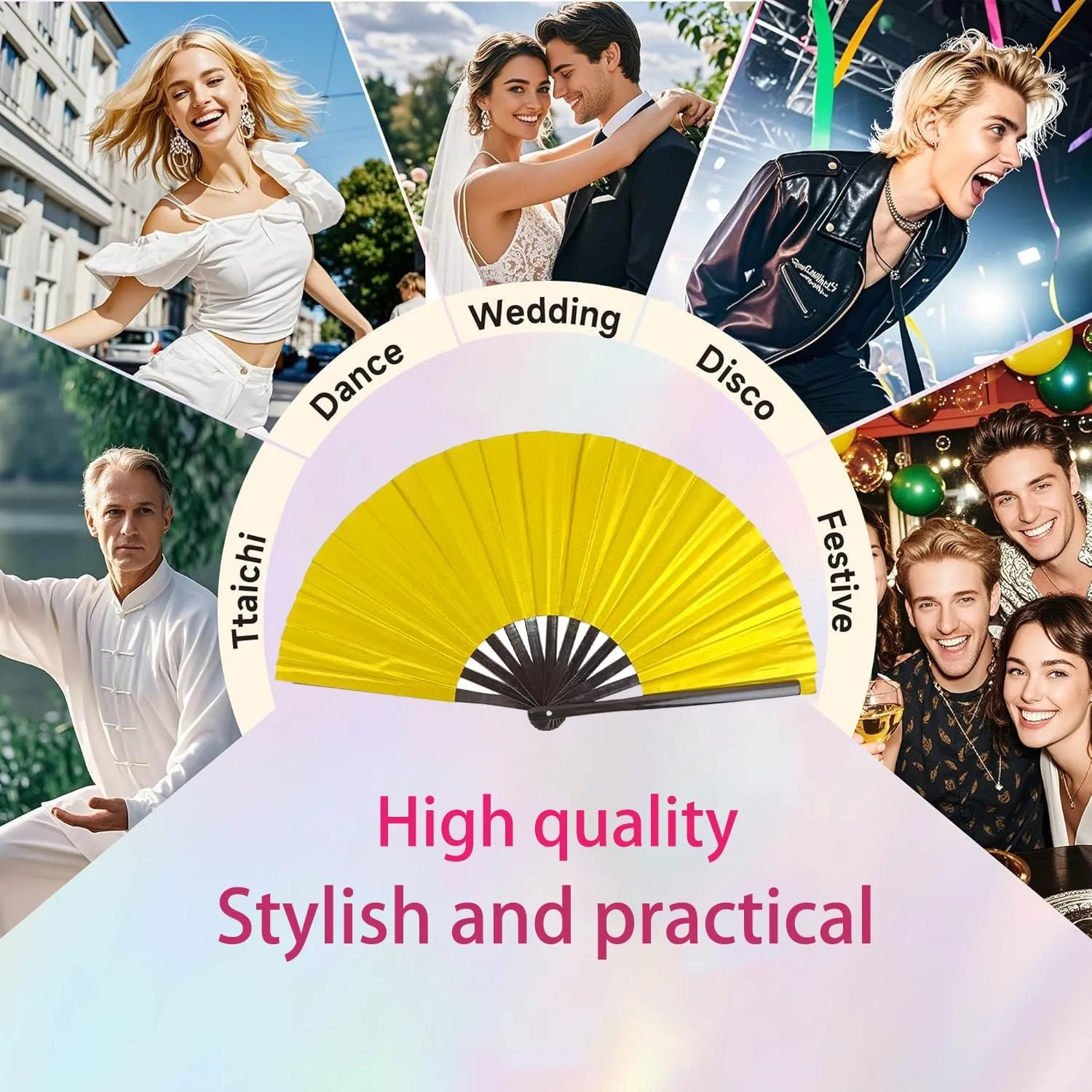 Boots on The Ground Fan, New Large Folding Hand Fan Line Dance Popping Fan,Handheld Clacking Fans for Line Dancing,Suitable for all kinds of dance performances,parties (Color#D,13.3in)