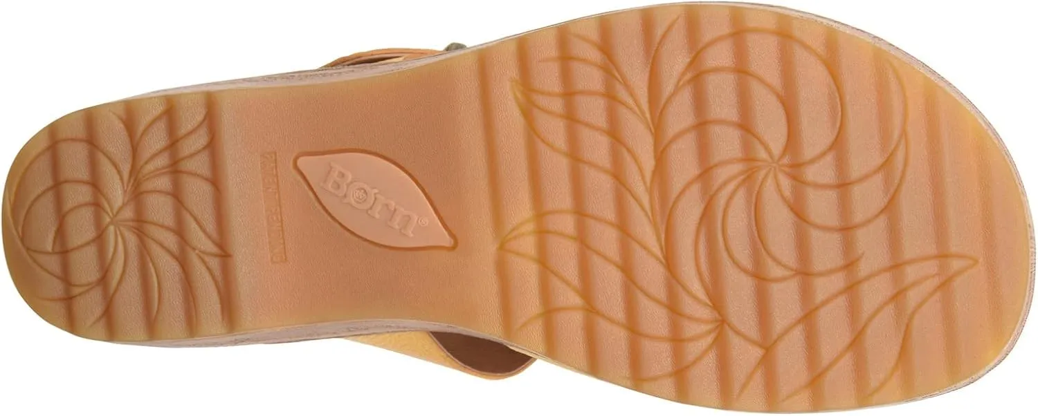 BORN Womens Buckle Leather Flatform Sandals