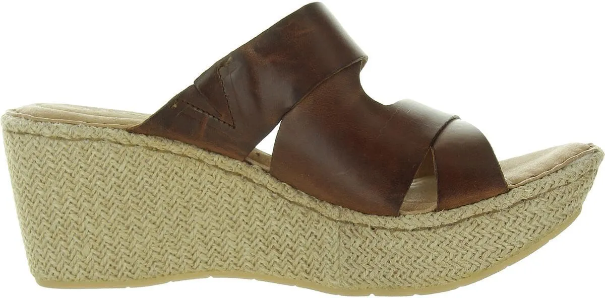 BORN Womens Padded Insole Leather Wedge Sandals