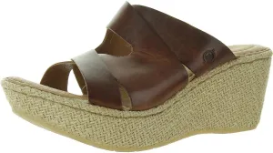 BORN Womens Padded Insole Leather Wedge Sandals