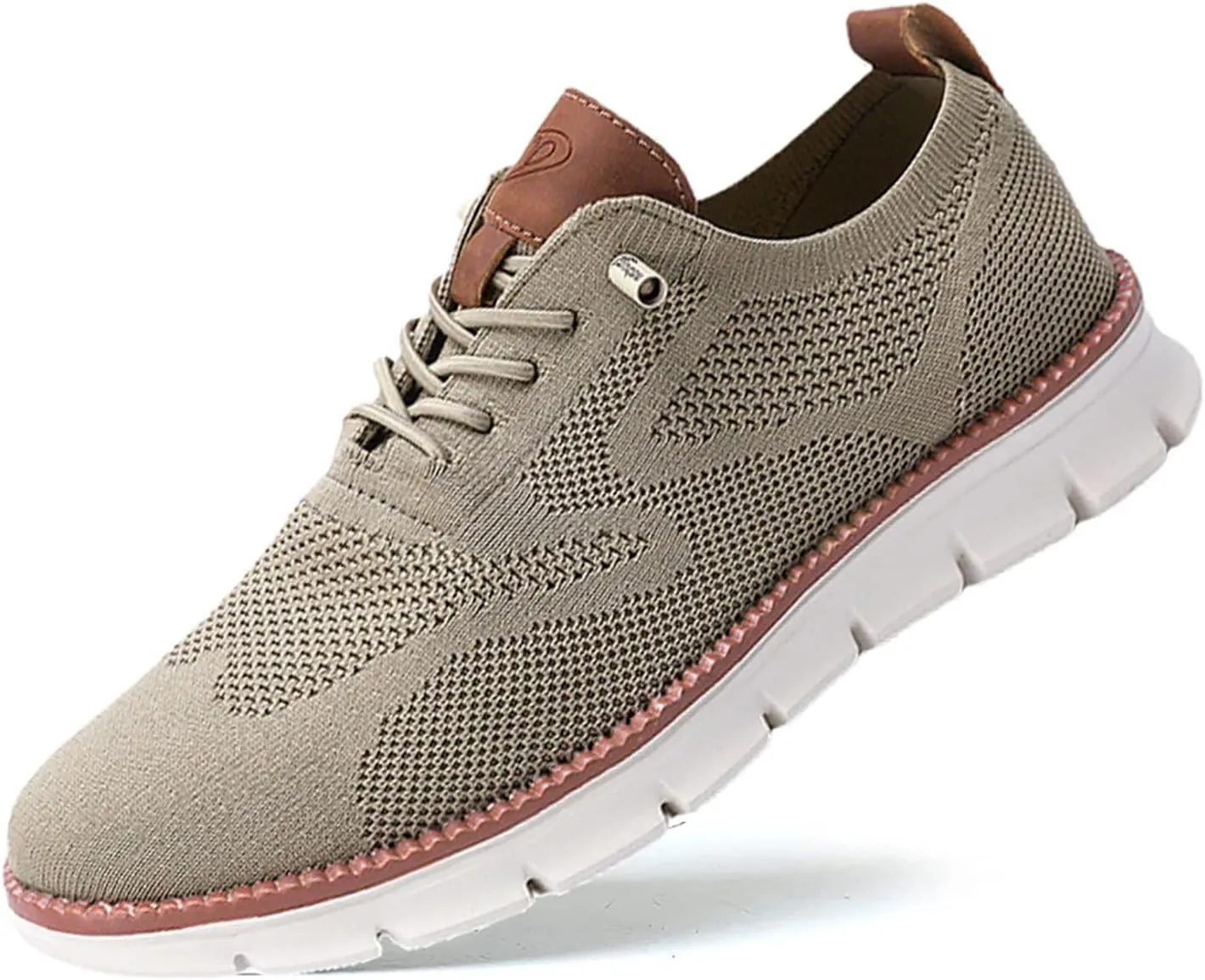Breeze Men's Urban Ultra Comfortable Mesh Dress Sneakers - Business Casual Walking Shoes (Khaki, 11)