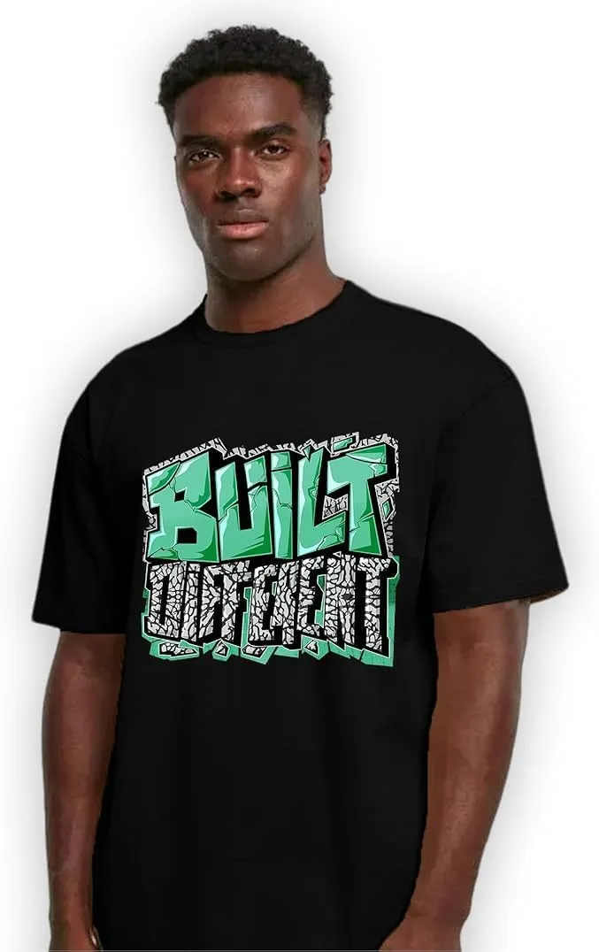 Built Different Unisex Shirt Matching AJ 3s Green Glow, Urban Clothing, Black, White