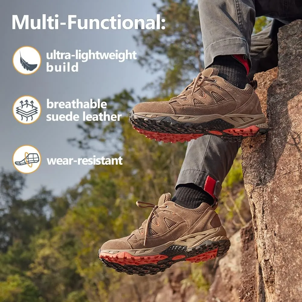 CAMEL CROWN Men's Hiking Shoes Leather Low Top Sneakers Lightweight for Outdoor Trailing Trekking Walking