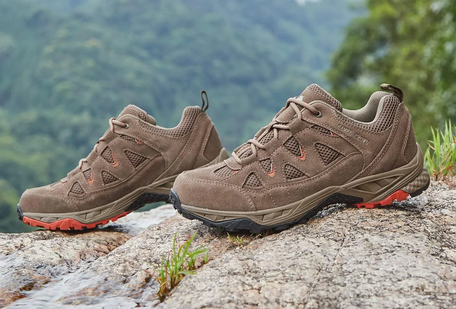 CAMEL CROWN Men's Hiking Shoes Leather Low Top Sneakers Lightweight for Outdoor Trailing Trekking Walking