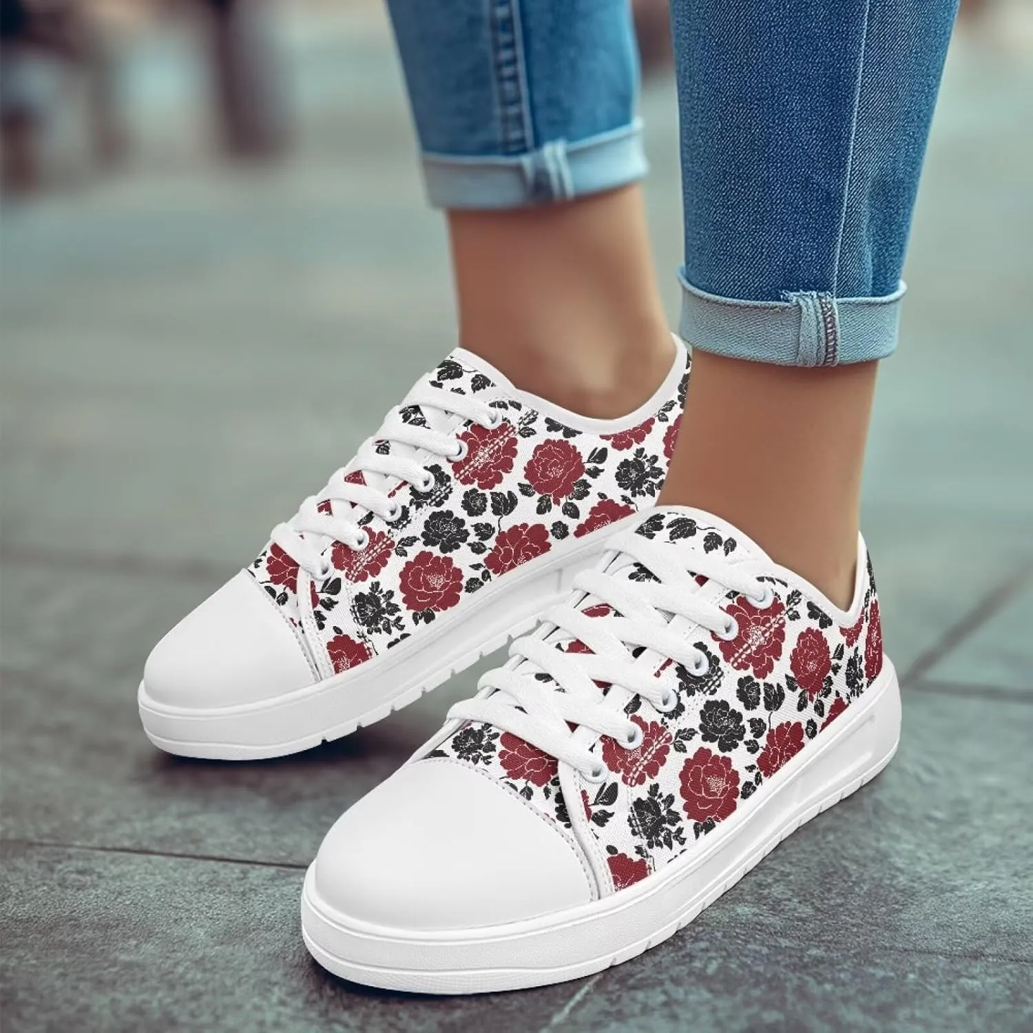 Canvas Shoes for Women Low Top Lace Up Tennis Shoes Girls Fashion Comfortable Sneakers Classic Casual Sneakers
