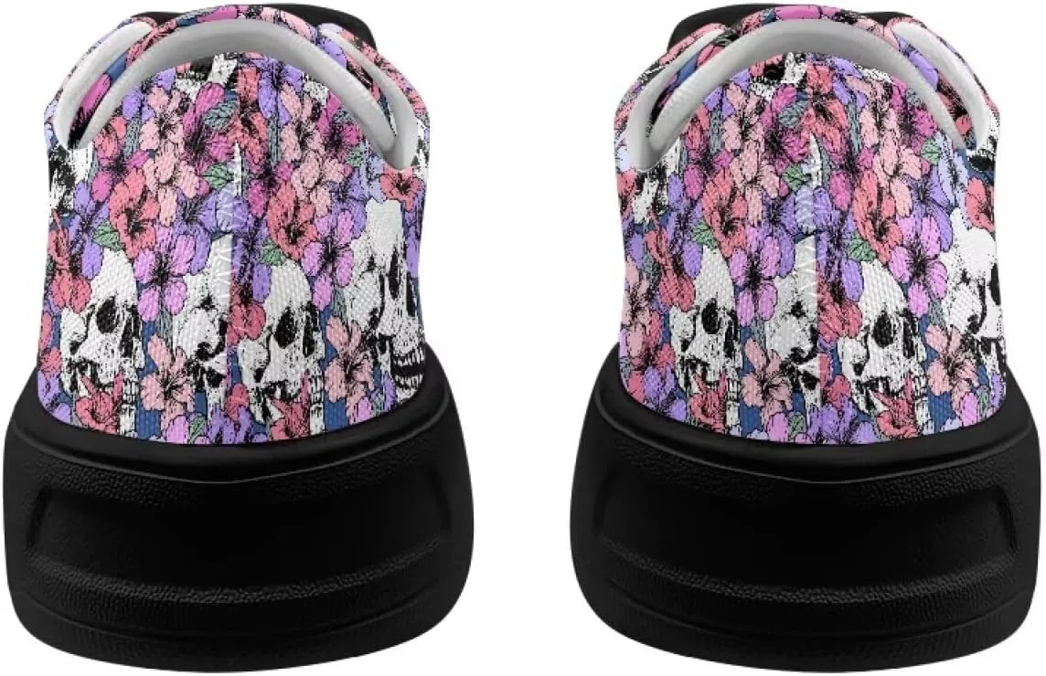 Canvas Sneakers for Women Low Top Lace Up Shoes Comfortable Canvas Tennis Shoes with Anti Skid EVA Sole Dressy Flats