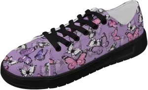 Canvas Sneakers for Women Low Top Lace Up Shoes Comfortable Canvas Tennis Shoes with Anti Skid EVA Sole Dressy Flats