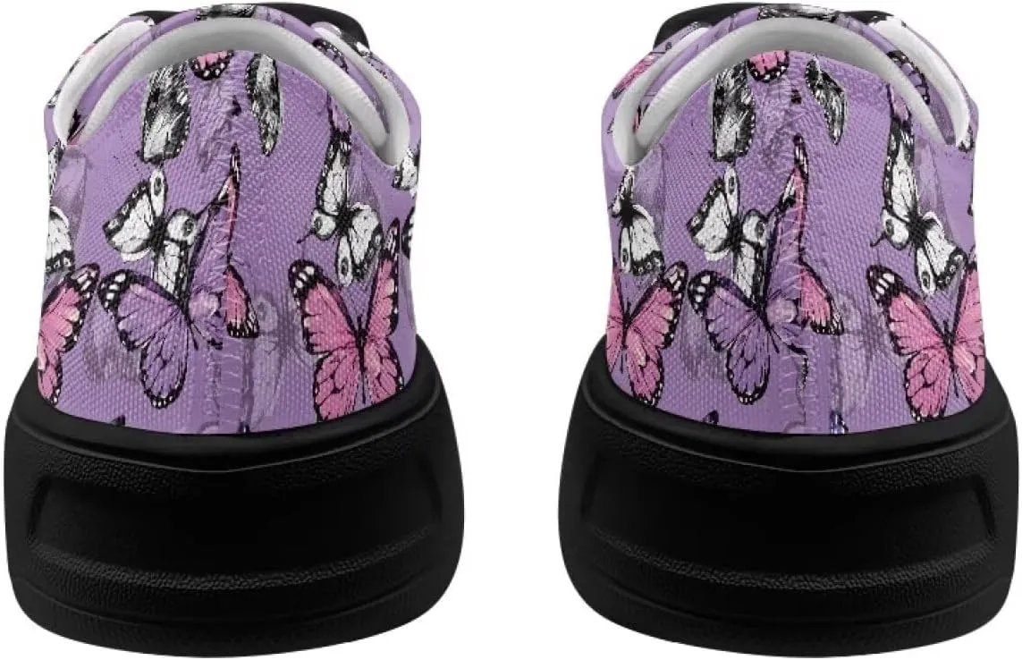 Canvas Sneakers for Women Low Top Lace Up Shoes Comfortable Canvas Tennis Shoes with Anti Skid EVA Sole Dressy Flats