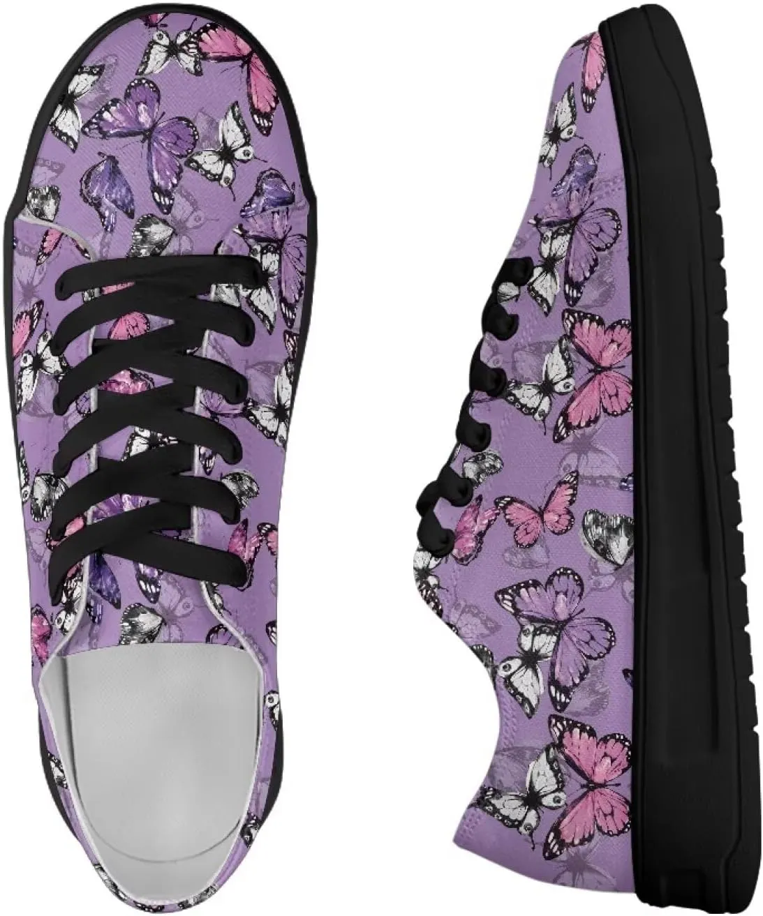Canvas Sneakers for Women Low Top Lace Up Shoes Comfortable Canvas Tennis Shoes with Anti Skid EVA Sole Dressy Flats
