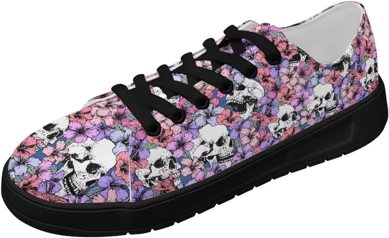 Canvas Sneakers for Women Low Top Lace Up Shoes Comfortable Canvas Tennis Shoes with Anti Skid EVA Sole Dressy Flats