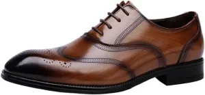 Casual Office Shoes for Men Men Genuine Leather British Vintage Carving Wingtips Brogues Shoes Lace-up Flats Men Dress Italian Shoes for Men Luxury