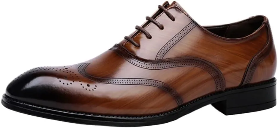 Casual Office Shoes for Men Men Genuine Leather British Vintage Carving Wingtips Brogues Shoes Lace-up Flats Men Dress Italian Shoes for Men Luxury