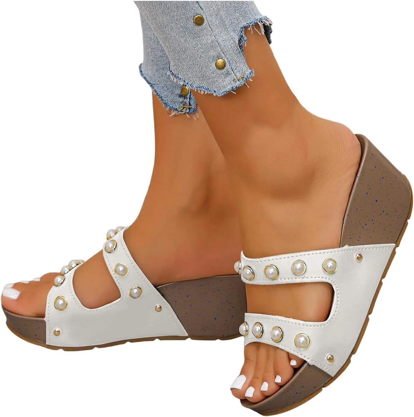Casual Sandal Non Slip Sole Casual And Comfortable Women's Korean Thick Soled Height Increasing Pearl Slippers For Women