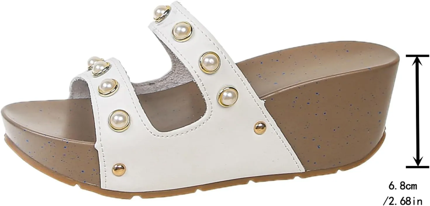 Casual Sandal Non Slip Sole Casual And Comfortable Women's Korean Thick Soled Height Increasing Pearl Slippers For Women