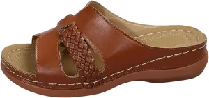 Casual Sandal Thick Soled Wedge Heeled Women's Shoes Fashionable And Casual Fish Mouth Decorated Open Heeled Beach