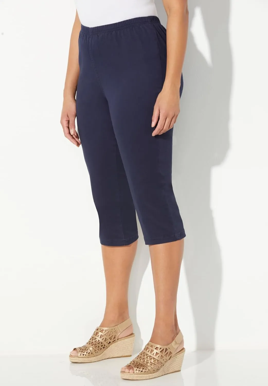 Catherines Women's Plus Size Everyday Cotton Twill Capri
