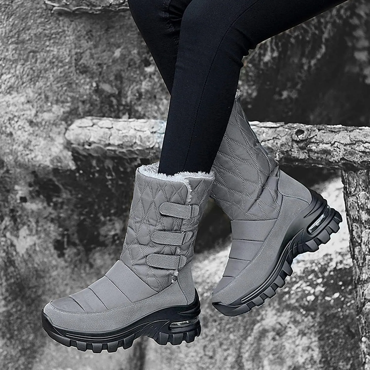 CERYTHRINA Womens Snow Boots Fur Lining Bootie Warm Ankle Booties Outdoor Thickening Winter Shoes