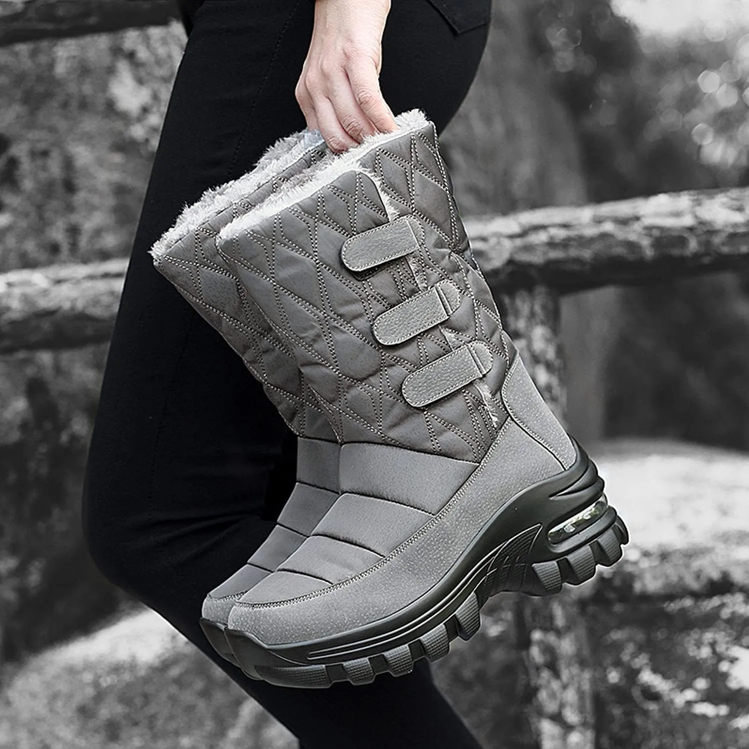 CERYTHRINA Womens Snow Boots Fur Lining Bootie Warm Ankle Booties Outdoor Thickening Winter Shoes