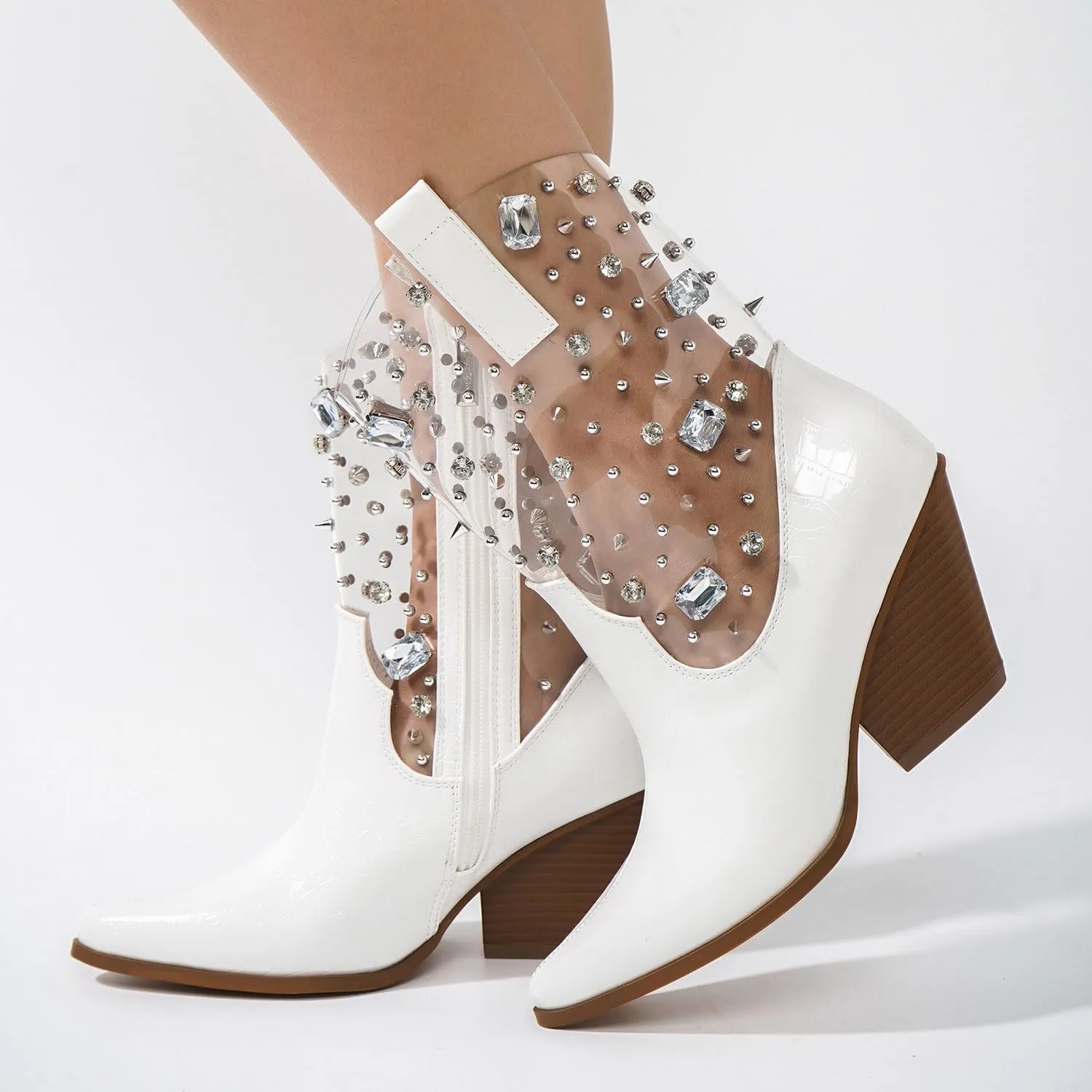 Chriena Rhinestone & Gem Western Croc Boots (Chriena)
